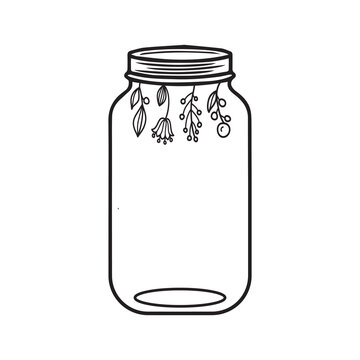recommend clip art: Glass Mason Jar Collect moments not things Ball jar Canning Empty jar with blank label, Hand drawn Glass mason jar outline line art clip art template,Simple flat vector illustration design