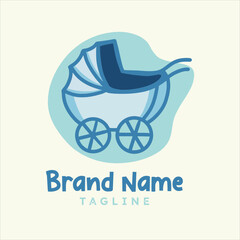 Fototapeta na wymiar Baby Stroller Logo For Baby or Kids Brand