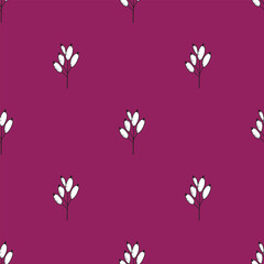 Hand drawn vector seamless pattern of outline berries barberry, cranberry in dodle ink sketch