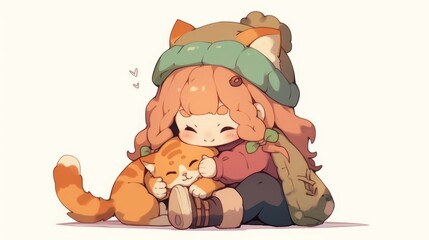girl with a cat