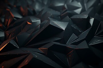 Abstract dark surface with pyramids, giving a futuristic and 3D appearance. Generative AI