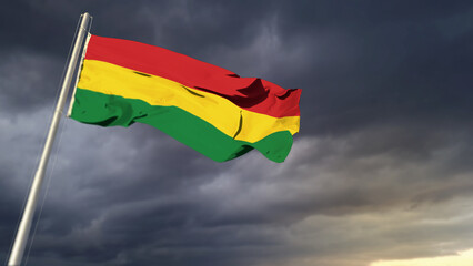 nice Bolivia flag on massive dark clouds bg - abstract 3D illustration