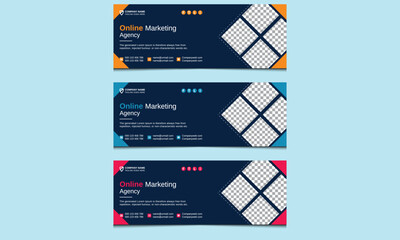 Clean unique elegant dark blue modern unique creative corporate professional company online digital marketing business social media Facebook cover web photo post banner design template. 