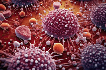 Macro close up view of virus cells