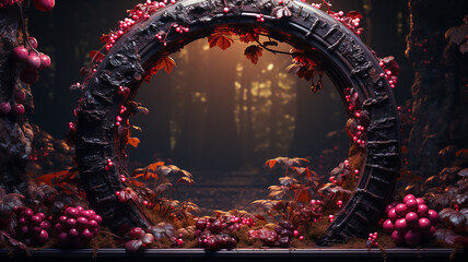 wild berries background podium presentation product arch