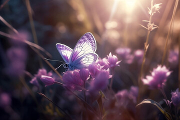 Beautiful purple butterfly on a flower. 
