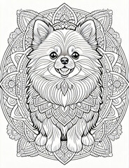 Fototapeta premium Pomeranian Dog Breed Coloring Pages for Relaxation. Coloring Pages for Adults and Kids. Intricate Mandala Patterns