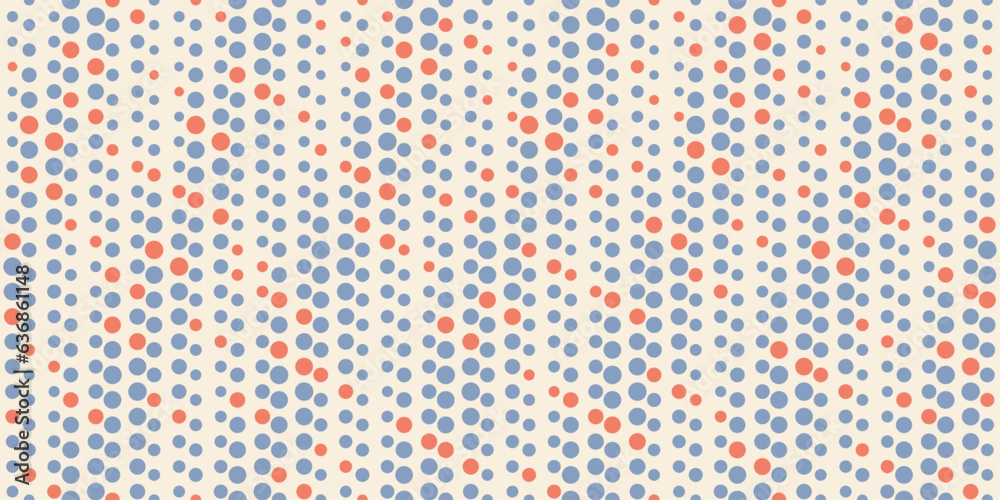 Aufkleber background of flowing dots, blue and some red. seamless background from dots.