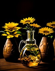 bottle of oil and sunflower