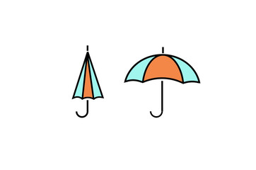 color umbrella set protection rain and sun for season concept