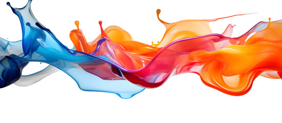 Colorful wave paint splash border with liquid drops. Generative AI
