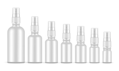 Round Shape Spray Bottles Set, Isolated On White Background. Vector Illustration