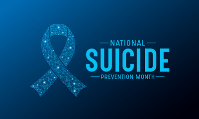 National suicide prevention month is observed every year in september. Vector template for banner, greeting card, poster with geometric background. Low poly style design.