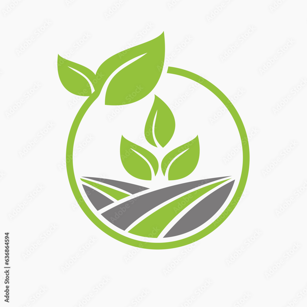 Wall mural Eco Agriculture Logo Design. Farming Logotype Symbol Template - Wall murals