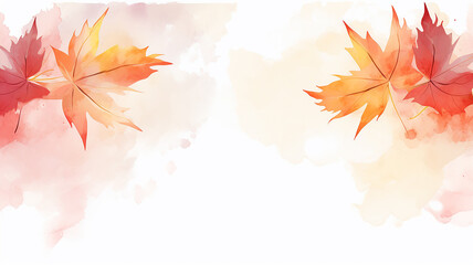 white background blank frame with yellow leaves in autumn light minimalism style