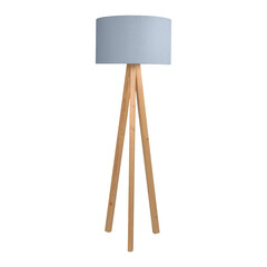 Wooden standing floor lamp isolated on white background. Interior design Inspiration. Furniture...