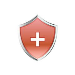 Vector medical shield protection symbol with cross sign