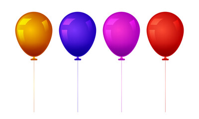 Vector colorful flying balloons in a row