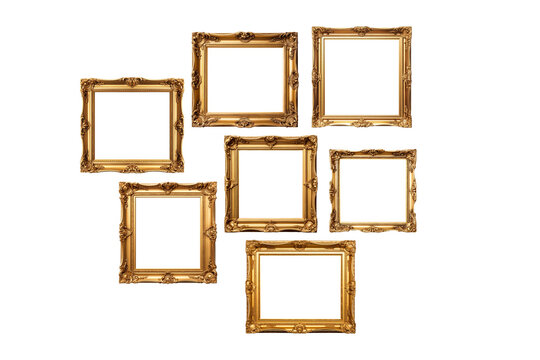 gold antique picture frame set, generative AI