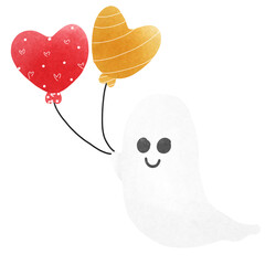 Ghost and heart shaped balloons