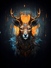 Deer portrait. Poster in fantasy style.