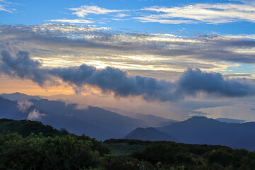 笹ヶ峰山頂からの夕景