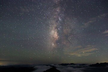 笹ヶ峰山頂からの天の川と満天の星空