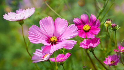Fototapeta premium Beautiful cosmos flowers blooming in the garden