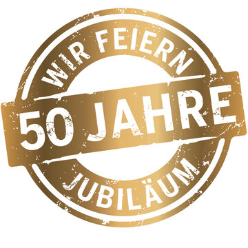 Button Wir feiern 50 Jahre Gold zerkratzt
