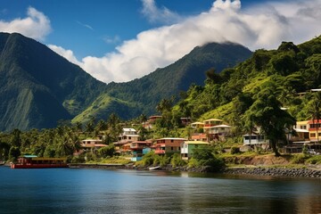 Fototapeta na wymiar Scenic view of Dominica's beautiful landscape. Generative AI