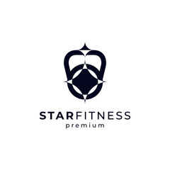 kettle bell and star for fitness and club logo