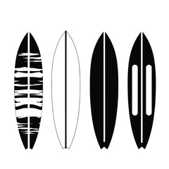 Silhouette surfboard set, flat style, Surfing, beach, sign, symbol or logo, vector illustration isolated