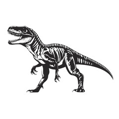 Dinosaurs tyrannosaurus, elements for tattoo, vector isolated on white background