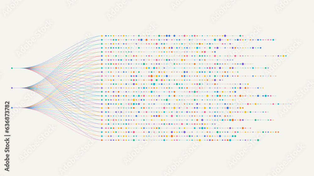Poster big data visualization. social network, financial analysis of complex databases. data mining. vector