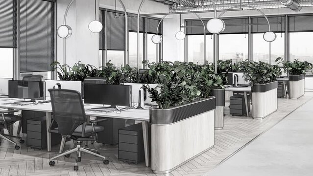 Moderne Computer-Arbeitsplatzgestaltung unter Ber&uuml;cksichtigung der Nachhaltigkeit bei der Wahl der Materialien  - 3D Visualisierung in Endlosschleife