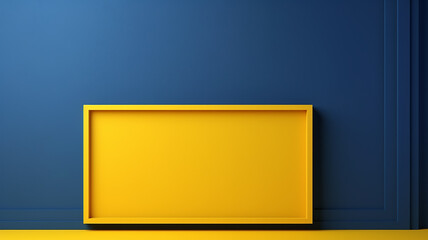 bright yellow rectangular frame on a blue background.