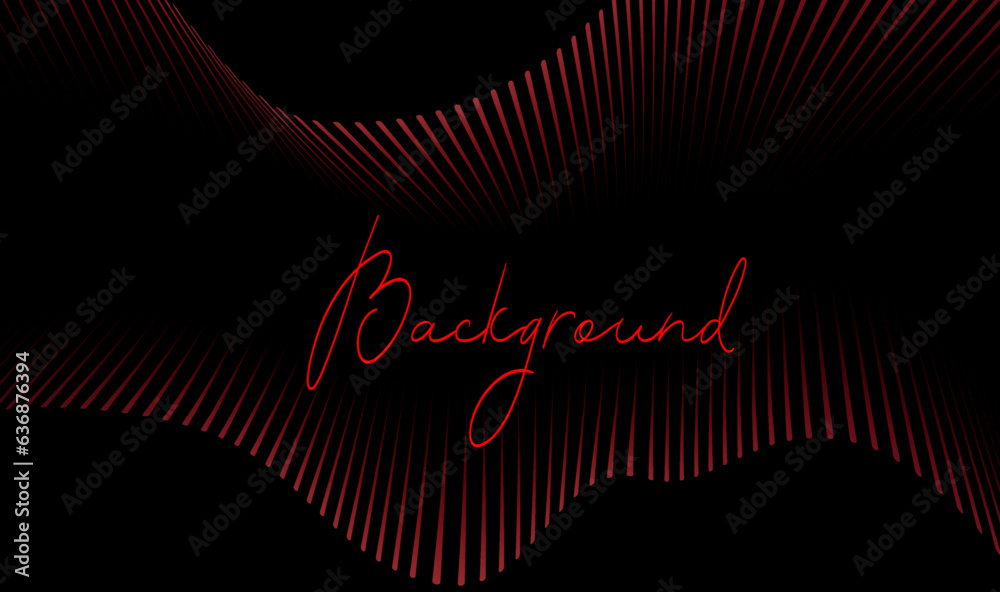 Wall mural abstract wave of red pattern on black background
