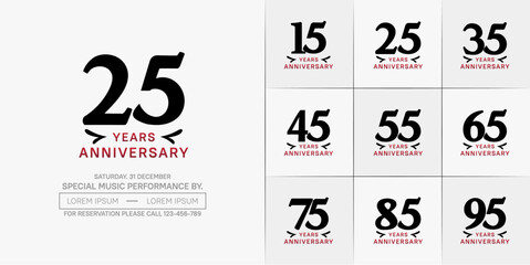 set of anniversary logo with black number on white background can be use for celebration