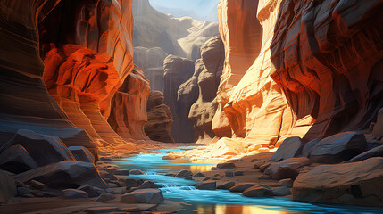 River in a Canyon.Generative Ai