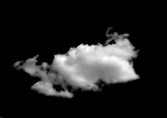 Set of white clouds or smog for design isolated on a black background.
