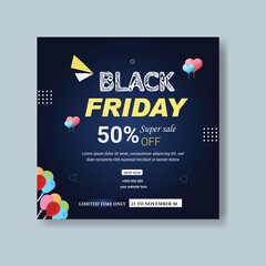 Black Friday social media post and discount sale banner design template