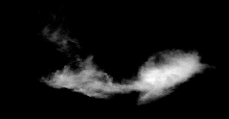 Set of white clouds or smog for design isolated on a black background.
