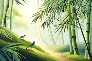 Obraz premium bamboo forest in summer