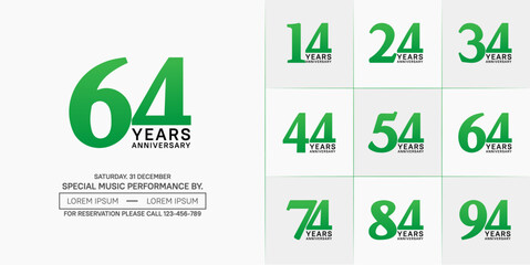 set of anniversary logo with green and black number on white background can be use for celebration