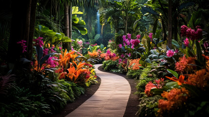 Wonderful botanical garden. AI Generative.