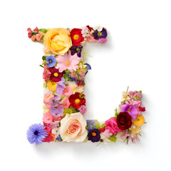 Fototapeta na wymiar letter L made of flowers