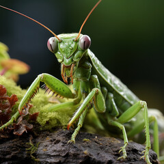 mantis on a rock 
