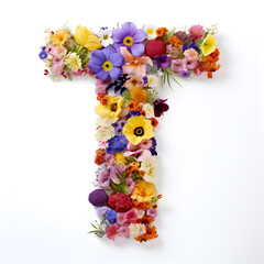 letter T made of flowers