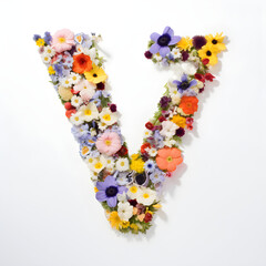 letter V made of flowers