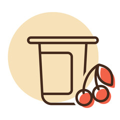 Yogurt cup with flavor cherry vector icon